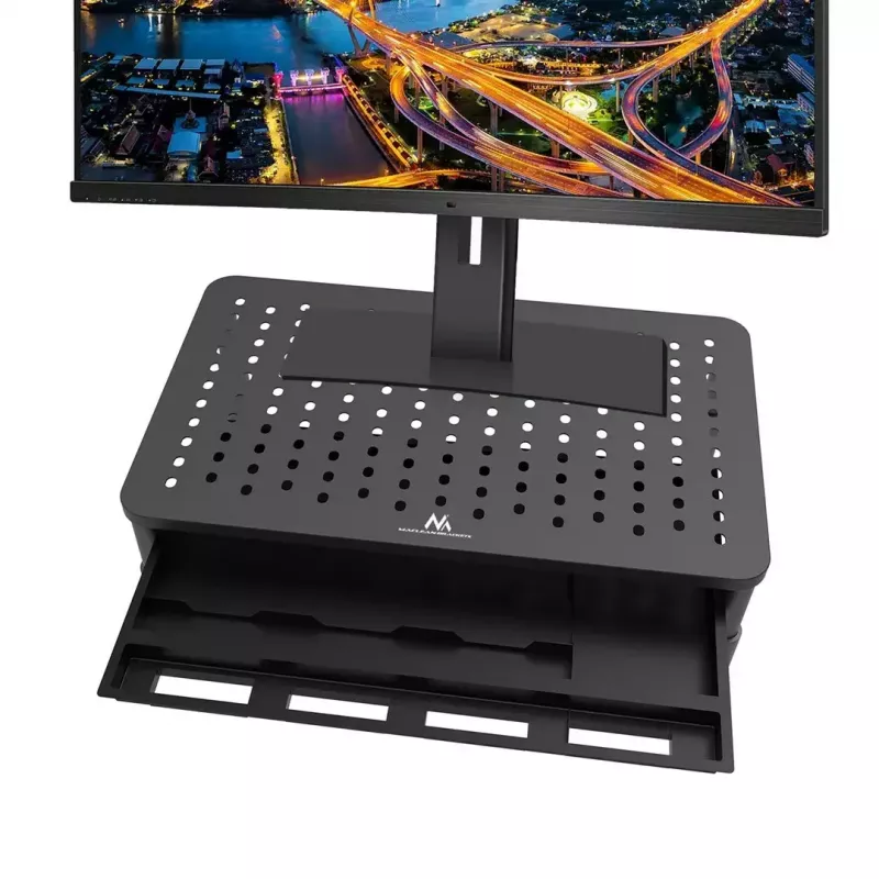 Laptop stand MACLEAN MC-946 for 13–32 inch devices, 3-level height (11/13/15 cm), drawer, black, up to 20 kg