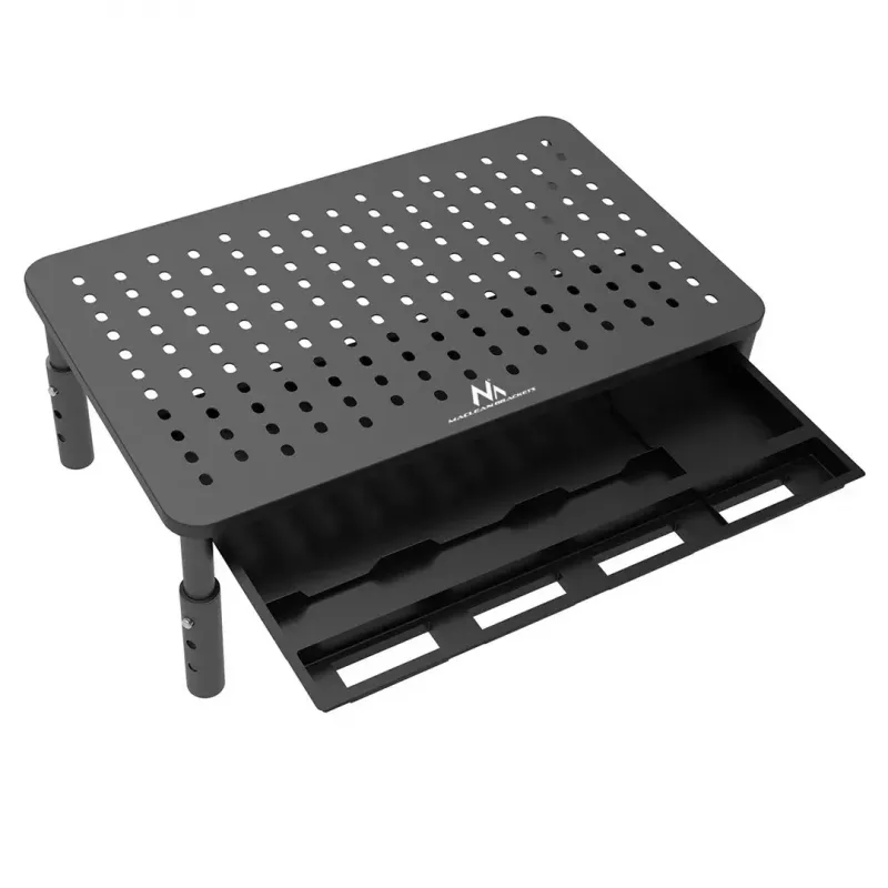 Laptop stand MACLEAN MC-946 for 13–32 inch devices, 3-level height (11/13/15 cm), drawer, black, up to 20 kg