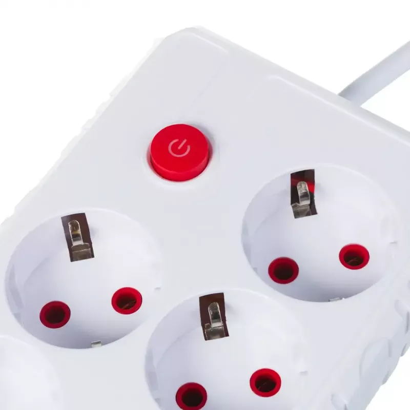 Power strip MACLEAN MCE393 W — 4 sockets + 3×USB, 110–240V, 2.1A USB, 2500W, 3 m, white