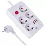 Power strip MACLEAN MCE393 W — 4 sockets + 3×USB, 110–240V, 2.1A USB, 2500W, 3 m, white