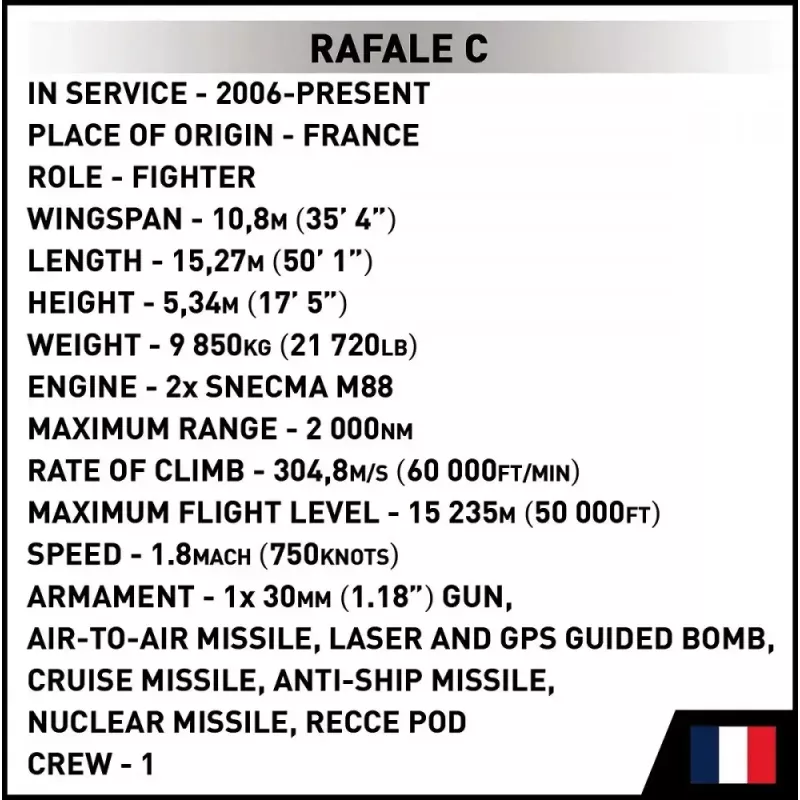 Construction Blocks set Cobi Rafale C 551 pieces model COBl-5901