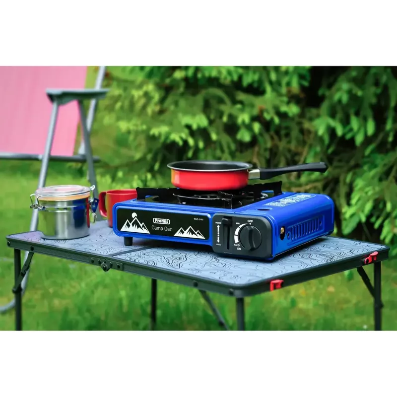 Gas camping stove PROMIS KGC100 — 1-burner LPG countertop hob, metal housing, rotary front control