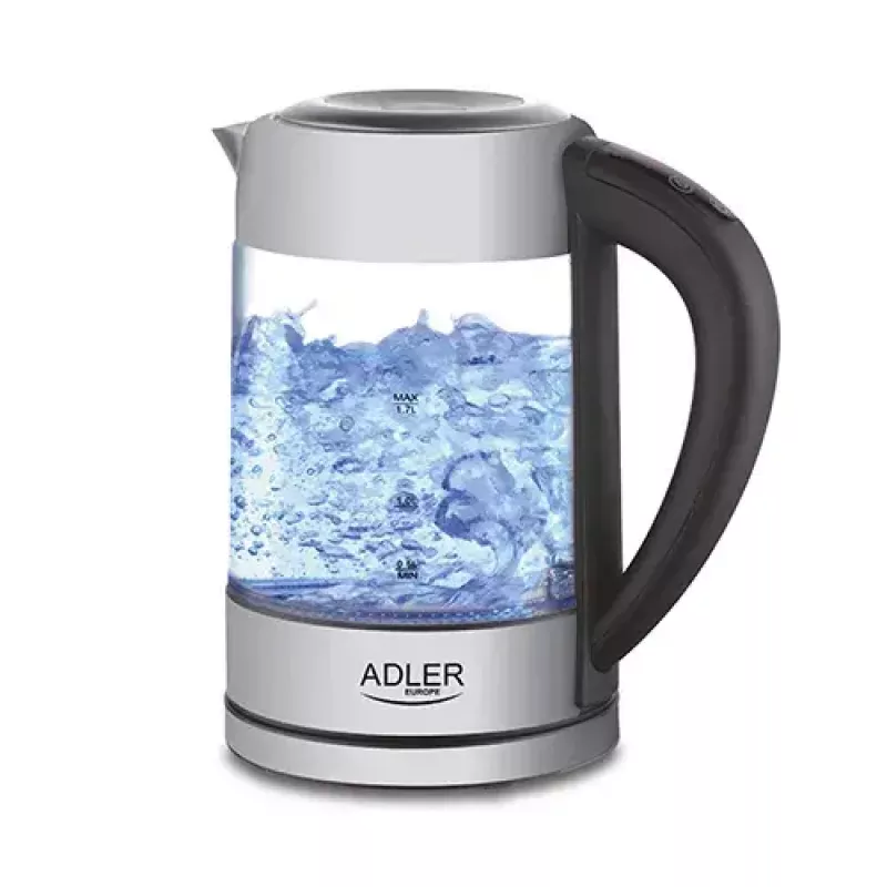 Electric kettle Adler AD 1247 1.7 L 2200 W Glass body Stainless steel elements Black