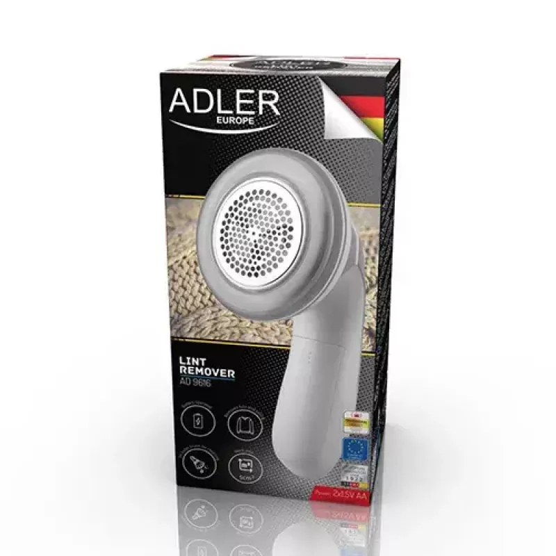 Lint remover Adler AD 9616 White Stainless steel Battery operated