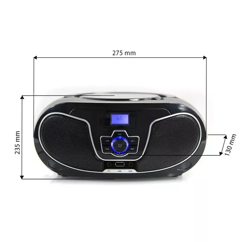 Portable boombox MANTA BBX007 with Bluetooth 5.0, FM radio (87.5–108 MHz), LCD, telescopic antenna