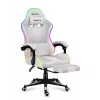 Gaming chair Huzaro FORCE 4.7 RGB White — padded fabric bucket seat, max load 140 kg, adjustable height 43–53 cm, tilt 90–140°