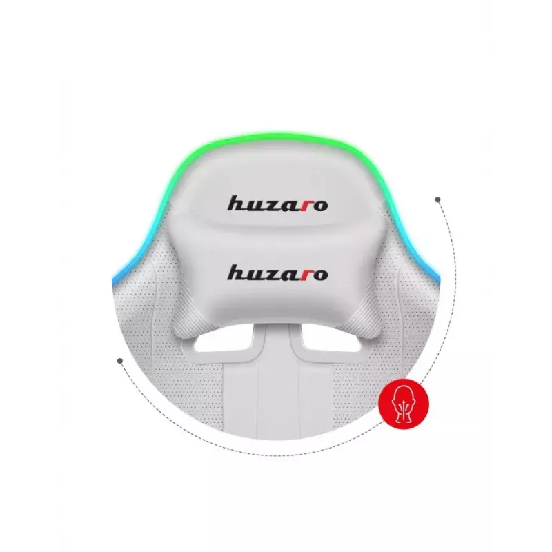 Gaming chair Huzaro FORCE 4.7 RGB White — padded fabric bucket seat, max load 140 kg, adjustable height 43–53 cm, tilt 90–140°