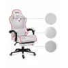 Gaming chair Huzaro FORCE 4.7 RGB White — padded fabric bucket seat, max load 140 kg, adjustable height 43–53 cm, tilt 90–140°