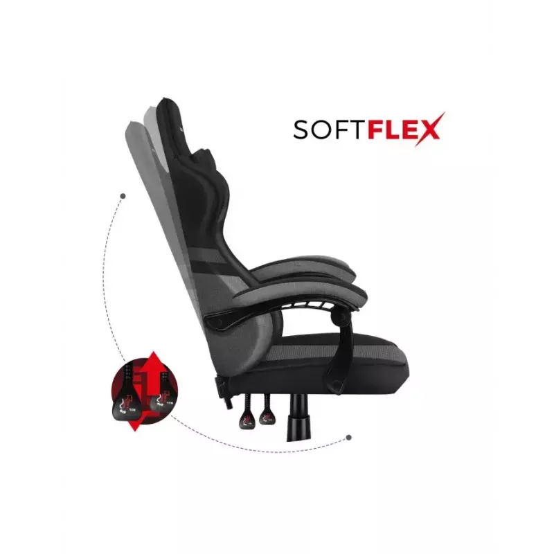 PC gaming chair huzaro FORCE 4.4 Bucket seat Black Grey — mesh fabric, max 130 kg, adjustable height 45–55 cm, 5 wheels