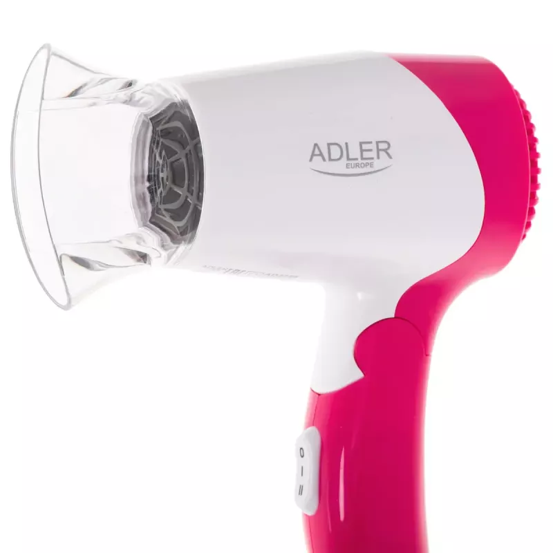 Hair dryer Adler AD 2259 — 1200 W, 2 speeds, foldable handle, concentrator nozzle, pink/white