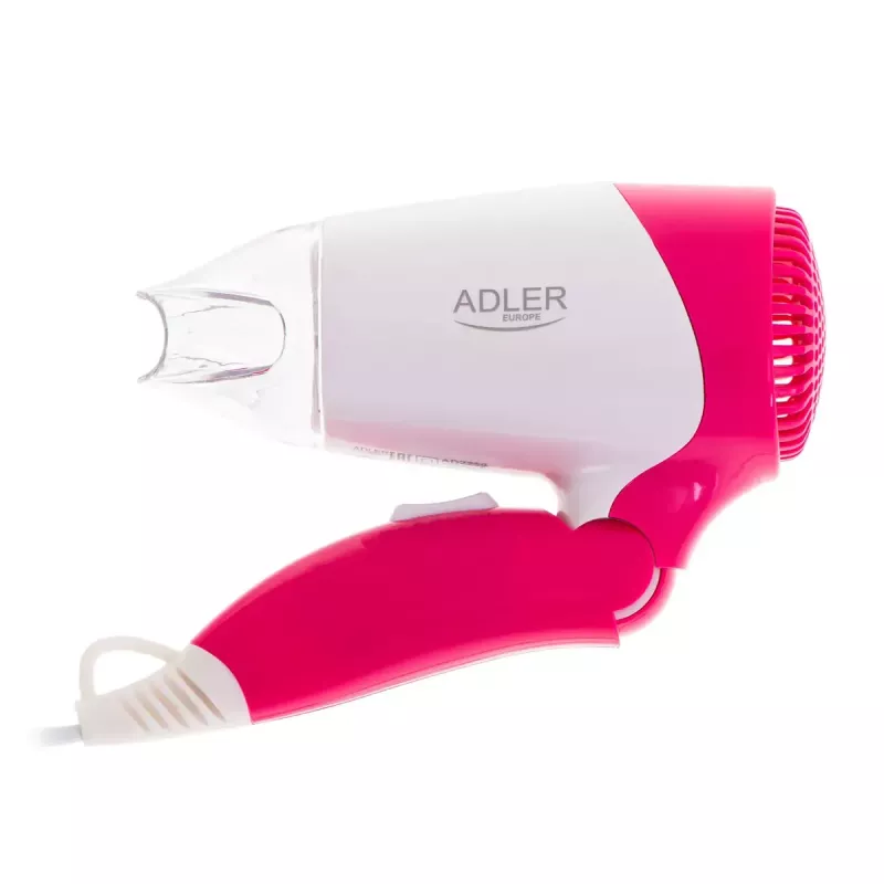 Hair dryer Adler AD 2259 — 1200 W, 2 speeds, foldable handle, concentrator nozzle, pink/white