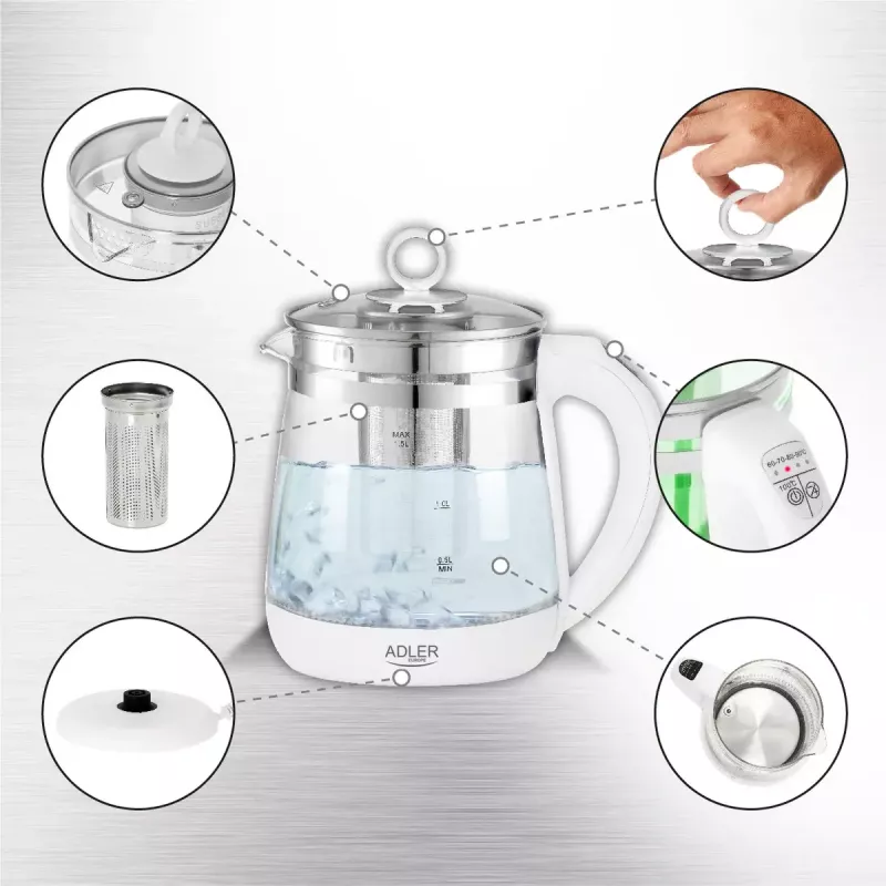 Electric kettle Adler AD 1299 1.5 L 1850 W White