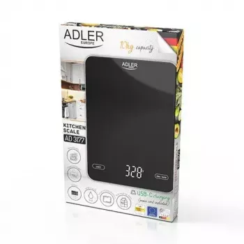 Electronic kitchen scale Adler AD 3177b — 10 kg capacity, 1 g accuracy, black, glass top
