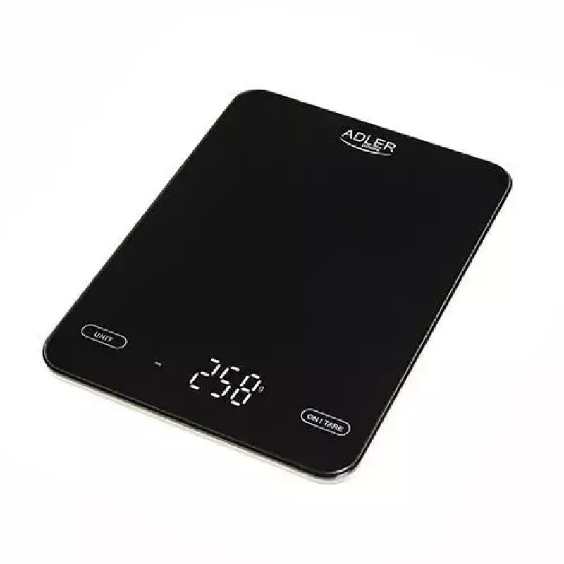 Electronic kitchen scale Adler AD 3177b — 10 kg capacity, 1 g accuracy, black, glass top