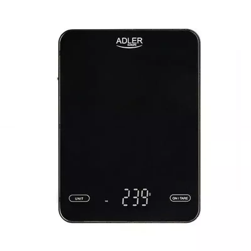 Electronic kitchen scale Adler AD 3177b — 10 kg capacity, 1 g accuracy, black, glass top