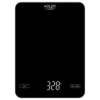 Electronic kitchen scale Adler AD 3177b — 10 kg capacity, 1 g accuracy, black, glass top