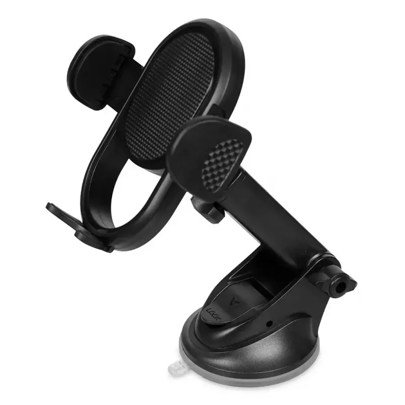 Car phone holder IBOX H-9 adjustable-angle universal fit for smartphones, suction cup mount, black, plastic