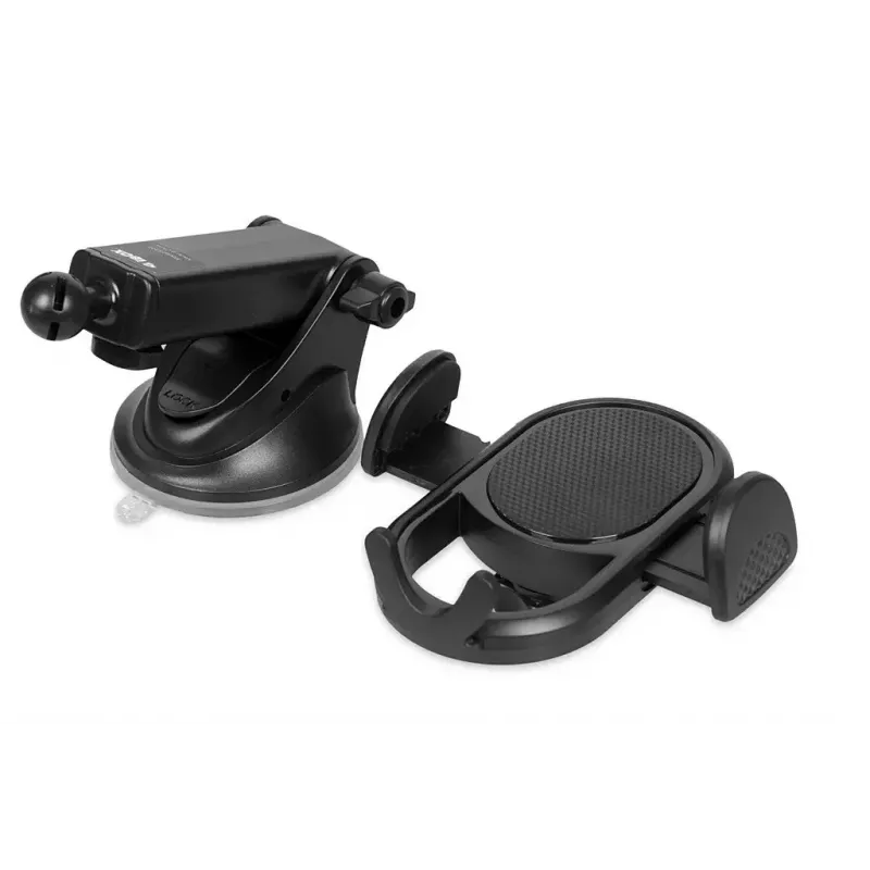 Car phone holder IBOX H-9 adjustable-angle universal fit for smartphones, suction cup mount, black, plastic