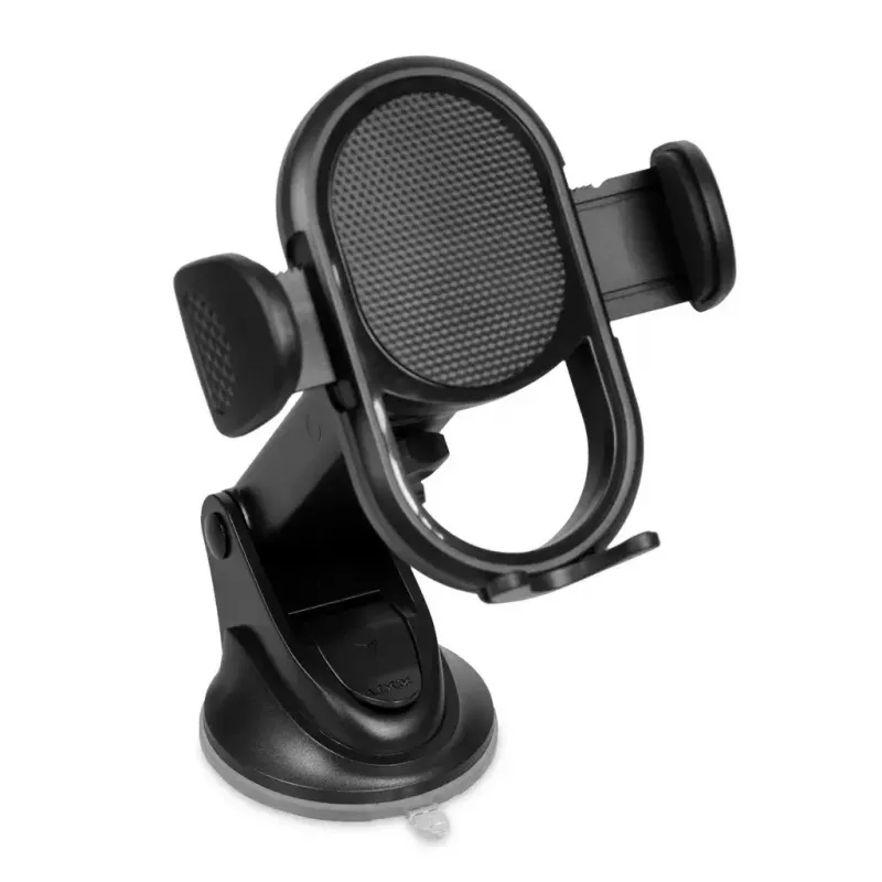 Car phone holder IBOX H-9 adjustable-angle universal fit for smartphones, suction cup mount, black, plastic
