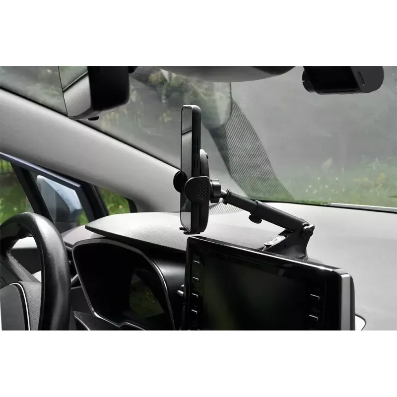 Car phone holder IBOX H-9 adjustable-angle universal fit for smartphones, suction cup mount, black, plastic
