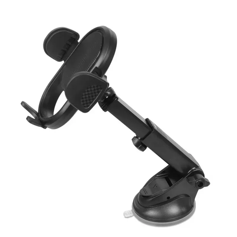 Car phone holder IBOX H-9 adjustable-angle universal fit for smartphones, suction cup mount, black, plastic