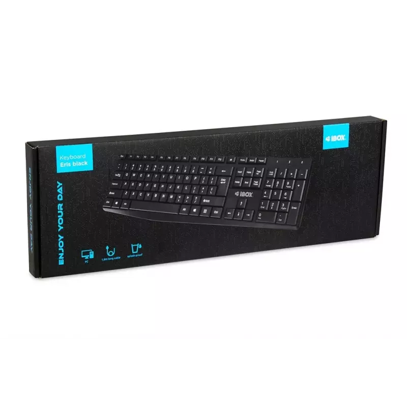 Wired USB keyboard IBOX Eris IKC2010B — full-size 105-key, USB, water resistant, black