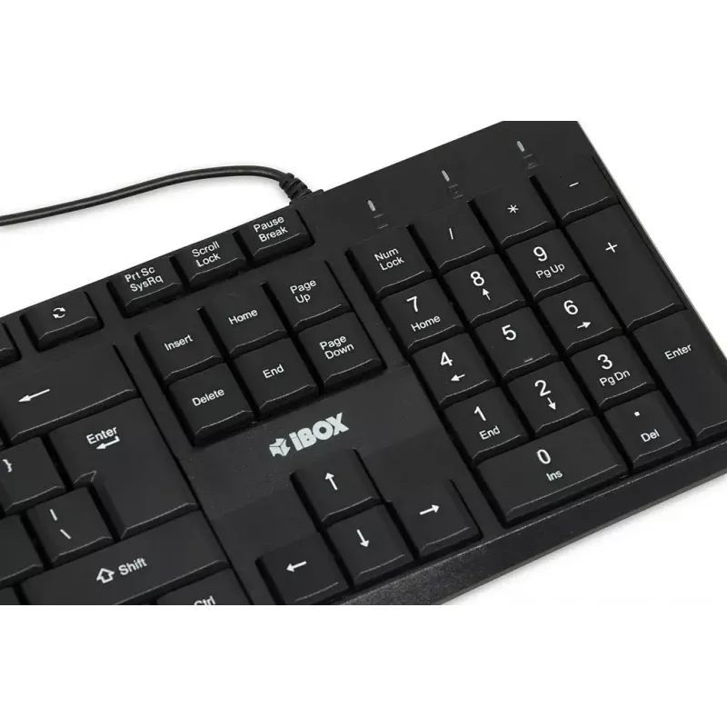 Wired USB keyboard IBOX Eris IKC2010B — full-size 105-key, USB, water resistant, black