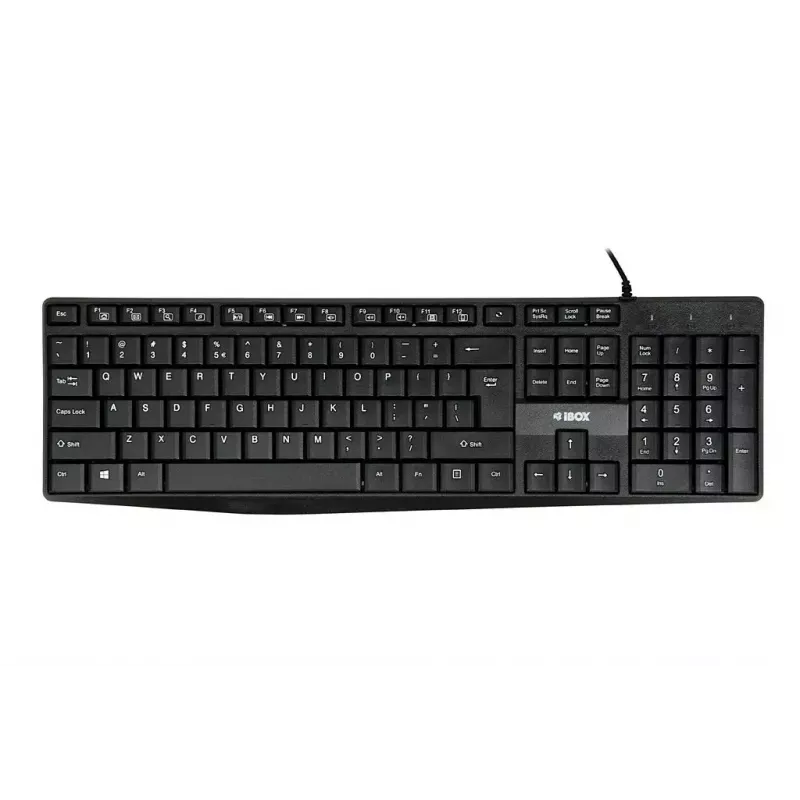 Wired USB keyboard IBOX Eris IKC2010B — full-size 105-key, USB, water resistant, black