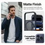 Protective MagSafe Phone Case Crong Hybrid Matte Magnetic for iPhone 17 Pro — PC + TPU, Translucent Navy