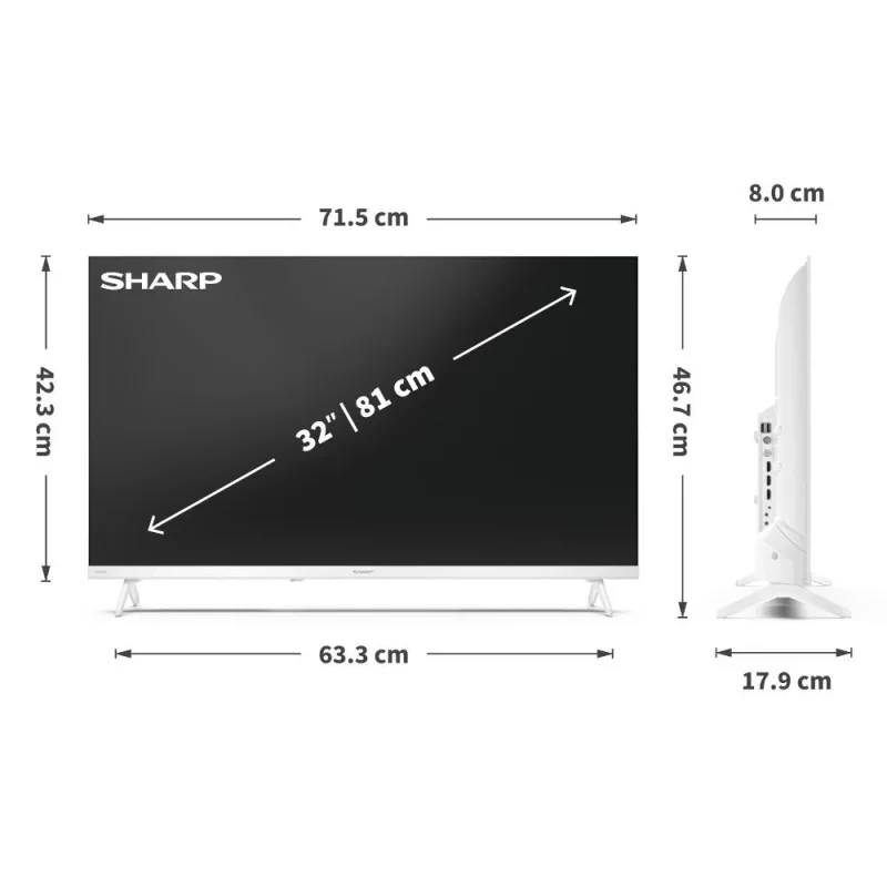 Sharp LC-32HF2265EW 81.3 cm (32 inch) HD Smart TV Wi-Fi White