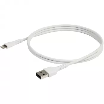 StarTech.com 3 foot (1m) Durable White USB-A to Lightning Cable - Heavy Duty Rugged Aramid Fiber USB Type A to Lightning Charger/Sync Power Cord - Apple MFi Certified iPad/iPhone 12
