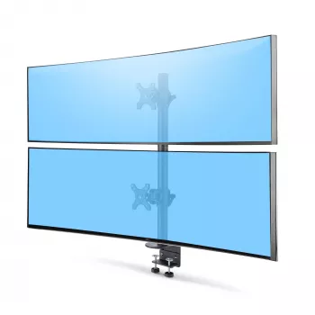 StarTech.com Desk Mount For 2x Vertically Stacked Monitors, Dual 49 inch, Total 70lb (32kg), C-Clamp, Quick-Release VESA System, Widescreen 16:9/Ultrawide 32:9, TAA