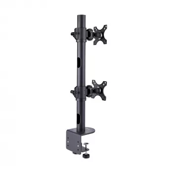 StarTech.com Desk Mount For 2x Vertically Stacked Monitors, Dual 49 inch, Total 70lb (32kg), C-Clamp, Quick-Release VESA System, Widescreen 16:9/Ultrawide 32:9, TAA