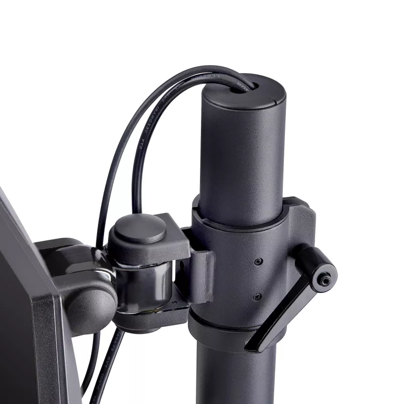 StarTech.com Desk Mount For 2x Vertically Stacked Monitors, Dual 49 inch, Total 70lb (32kg), C-Clamp, Quick-Release VESA System, Widescreen 16:9/Ultrawide 32:9, TAA