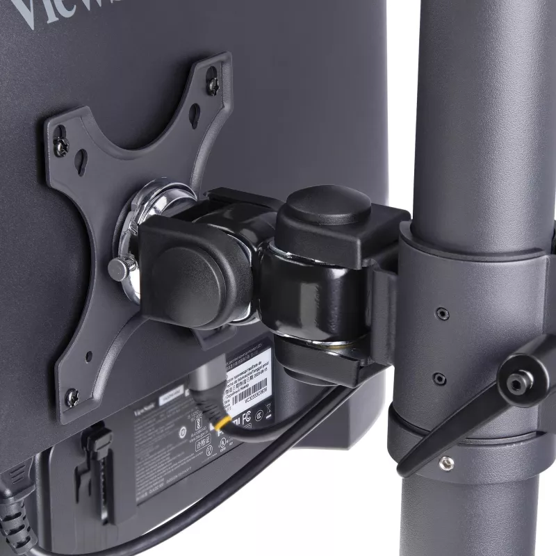 StarTech.com Desk Mount For 2x Vertically Stacked Monitors, Dual 49 inch, Total 70lb (32kg), C-Clamp, Quick-Release VESA System, Widescreen 16:9/Ultrawide 32:9, TAA