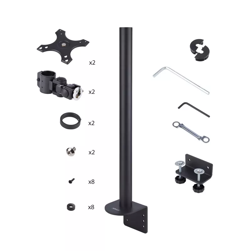 StarTech.com Desk Mount For 2x Vertically Stacked Monitors, Dual 49 inch, Total 70lb (32kg), C-Clamp, Quick-Release VESA System, Widescreen 16:9/Ultrawide 32:9, TAA