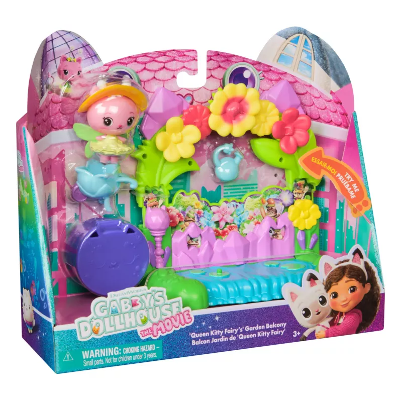 Gabby's Dollhouse : The Movie, Queen Kitty Fairy's Garden Balcony, with Toy Figure & Dollhouse Accessories, Kids Toys for Girls & Boys Ages 3 and Up