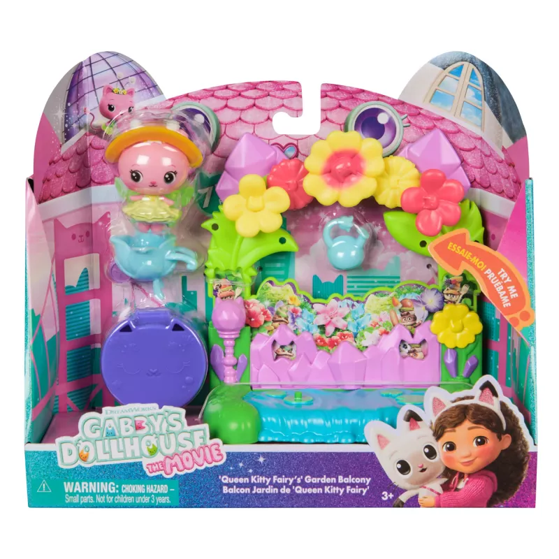 Gabby's Dollhouse : The Movie, Queen Kitty Fairy's Garden Balcony, with Toy Figure & Dollhouse Accessories, Kids Toys for Girls & Boys Ages 3 and Up