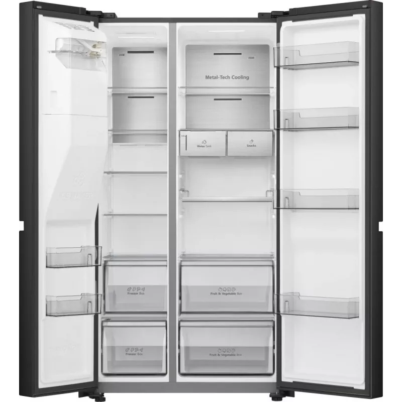 Hisense RS818N4TFC side-by-side refrigerator Freestanding 632 L Black, Stainless steel