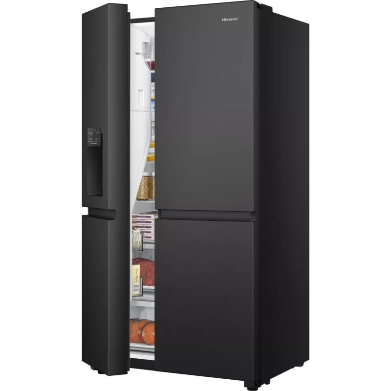 Hisense RS818N4TFC side-by-side refrigerator Freestanding 632 L Black, Stainless steel