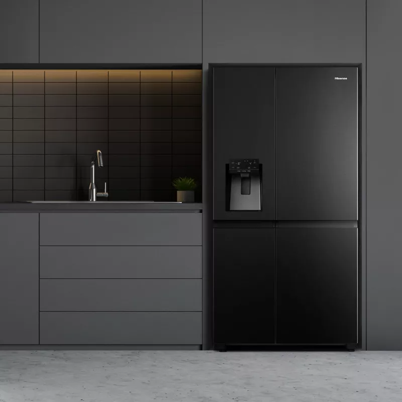 Hisense RS818N4TFC side-by-side refrigerator Freestanding 632 L Black, Stainless steel