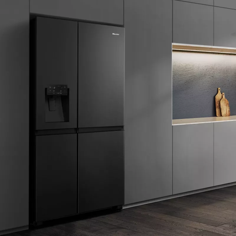 Hisense RS818N4TFC side-by-side refrigerator Freestanding 632 L Black, Stainless steel