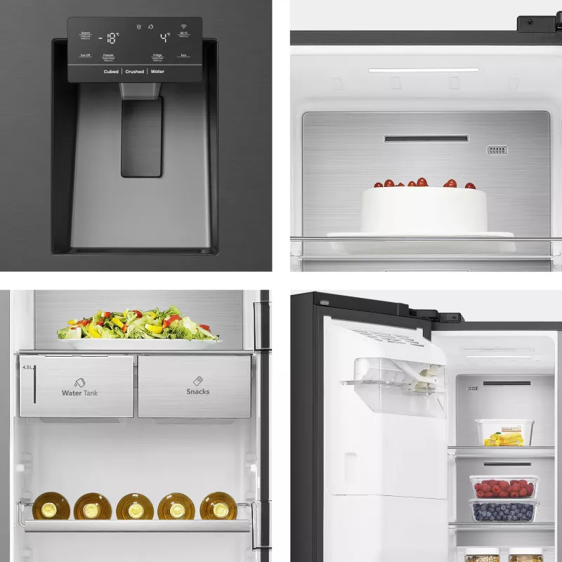 Hisense RS818N4TFC side-by-side refrigerator Freestanding 632 L Black, Stainless steel