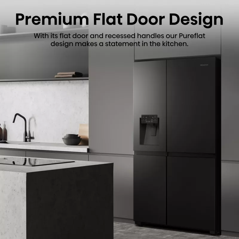 Hisense RS818N4TFC side-by-side refrigerator Freestanding 632 L Black, Stainless steel