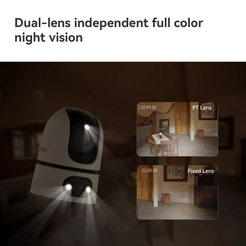 IP security camera IMOU Ranger Dual Pro 6MP — Indoor desk, 2304×1296, 3.6mm, 8× digital zoom, 91°×47° viewing angles