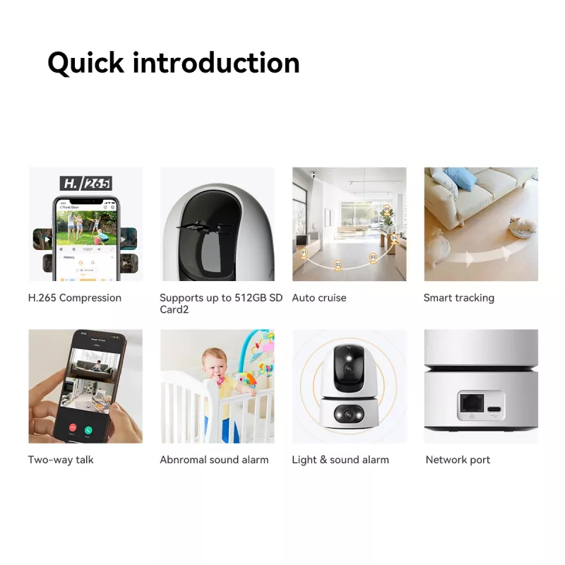 IP security camera IMOU Ranger Dual Pro 6MP — Indoor desk, 2304×1296, 3.6mm, 8× digital zoom, 91°×47° viewing angles