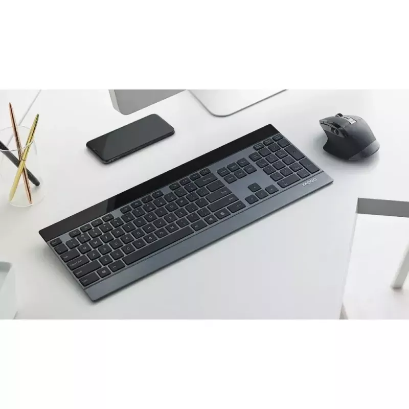 Keyboard Mouse Rapoo 9900m Office QWERTZ Black