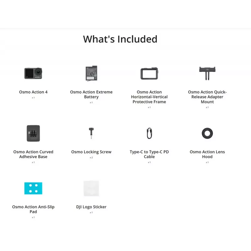 Action camera DJI Osmo Action 4 — 4K Ultra HD, CMOS sensor, 155° FOV, MicroSD up to 512 GB, waterproof 18 m, 145 g