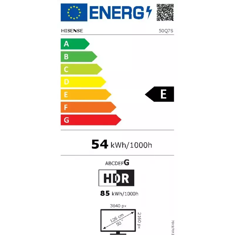 TV Hisense 50Q7S 50 inch (127 cm) QLED 4K Ultra HD Smart TV, Direct-LED, HomeOS, Wi‑Fi, Black