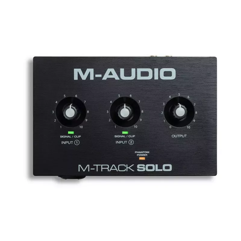 Audio interface M-Audio M-Track Solo — USB 16-bit/48 kHz, 1-in/1-out, XLR/TRS combo & instrument input, 48V phantom, headphone out